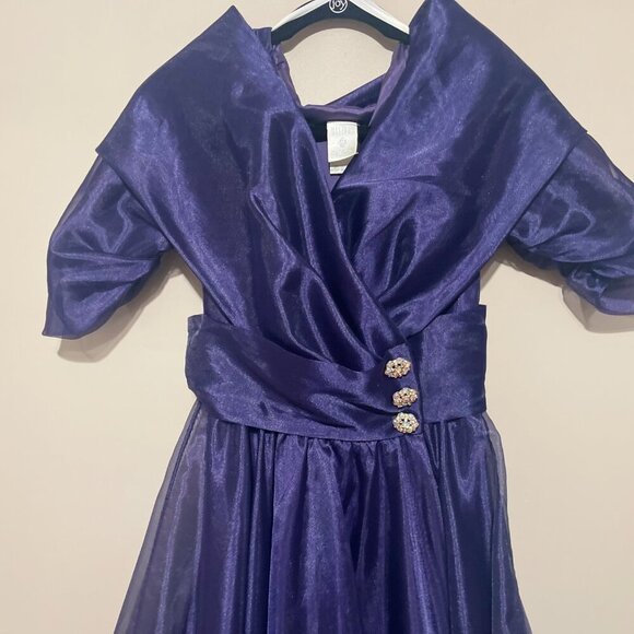 Vintage Watters & Watters Royal Purple Cocktail Dress, Size 4 - Picture 10 of 10